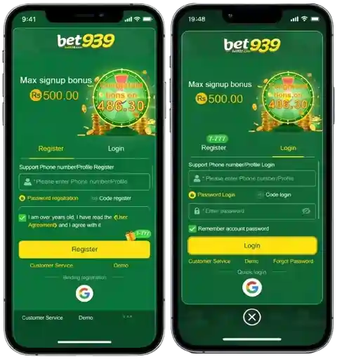 Bet939 Game Register and Login